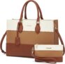 LOVEVOOK Laptop Bags for Women Work Handbags 15.6 Inch, PU Leather Ladies Tote Bag for Office School, Large Womens Shoulder Bag with Adjustable Straps & Clutch