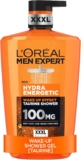 LOréal Paris Men Expert Shower Gel Hydra Energetic 3-in-1 XXXL 1L With Taurine, Vitamin C, Instant Wake-Up Effect, Energising Face and Hair Wash, XXXL 1L Pump Size