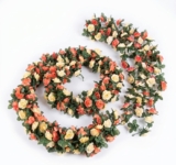 LUVDECO 2 Pack 2.5m Artificial Rose Vine Garland, Silk Hanging Flowers for Indoor Ceiling, Wedding Wall Home Decor, Fake Floral Garland for Bedroom Party Ceremony (Almond)