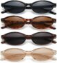 LUVDECO 4 Pack Retro Oval Sunglasses for Women Vintage Cat Eye Sun Glasses Set 90s Trendy Driving Shades for Driving Beach Party Womens Fashion Eyewear