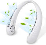 LYMYBETY Portable Neck Fan, Rechargeable Hanging Bladeless Hands Free Fan with 3 Speeds, 3000 mAh Battery Operated Wearable Personal for Men Women Kids Home Office Travel Outdoor (White, 3000 mAh)