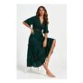 Lace Trim v Neck Tiered Midi Dress