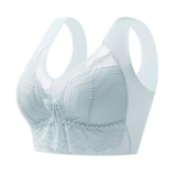 Lace Wireless Bra, Full-Coverage Bralette, Light Blue 44