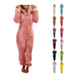 Ladies Warm Fluffy Teddy Bear Onesie Pink