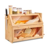Large Bamboo 2-Tier Bread Box, Natural