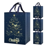 Large Christmas Gift Bags, 4 Pcs, 41x30x18 Cm, Gold Tree