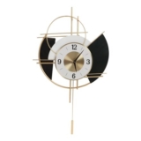 Large European Retro Black Gold Pendulum Wall Clock, Silent Battery-Operated