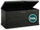 Large Garden Storage Box 340L Plastic Outdoor Cushion Storage Chest with Lockable Lid Water Resistant Deck Box for Parcels, Tools & Toys, Grey
