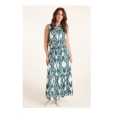 Large Ikat Deep Hem Tiered Jersey Crinkle Co-Ord Skirt