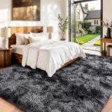 Large Rugs Living Room 160x230cm High Pile Cosy Soft Fluffy Rugs for Bedroom Non Slip Washable Shaggy Area Carpet-Dark Grey