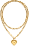 Layered Puffy Heart Necklaces For Women Gold And Silver Plated Heart Pendant Necklace Long Chain Necklace