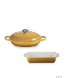 Le Creuset 2 piece set 26cm Shallow Cast Iron Casserole & 25cm Rectangular Stoneware Dish