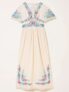 Lea Ivory Regular Embroidered Midi Dress – Regular Fit – Size 8-24