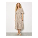 Leaf Print Shirt Midi Dress