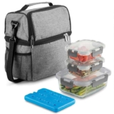 Leak-Proof Glass Food Containers with Insulated Lunch Bag & Ice Pack Insulated Lunch Bag £3.11 Orange / Blue Dual Layer Lunch Bag £4.41