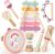 Lehoo Castle Kids Toddler Wooden Musical Instruments, Montessori Musical Toys for 1-3 Year Old Girls, Unicorn Baby Maracas Xylophone Tambourine Percussion Instruments Set 18M