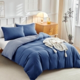 Lekesky King Size Duvet Cover Set Navy Blue Bedding – Soft Microfibre King Size Bedding (1x Quilt Cover, 2x Pillowcases) Zipper Design Duvet Cover Sets 230×220 cm, Navy Blue