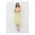 Lemon Satin Asymmetric Cami Midi Dress