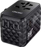 Lencent 65W GaN All-in-one Universal Travel Adapter Charger with 1 AC Outlet, 2 USB-A & 3 USB-C – w/Code, Sold By LENCENT Official Store