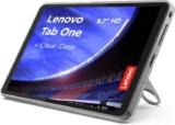 Lenovo Tab One Android Tablet 8.7 inch HD Display MediaTek Helio G85 4GB RAM 64GB Wi-Fi 5 Clear Case