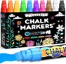 Lenski Liquid Chalk Pens, 10 Colour Liquid Chalk Markers, Gifts for Kids, 10mm Chalk Pens for Blackboards, Window, Glass, Chalkboards, Reversible Tip, Girls Birthday Presents