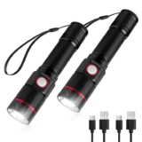 Lepro Rechargeable Torch, 2 Pack Super Bright LED Flashlight, 150m Beam w/ voucher