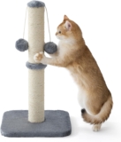 Lesure Cat Scratching Post Indoor – 30x30x57cm Tall Sisal Scratch Post with Hanging Toy Ball, Small Scratching Posts for Indoor Cats Kittens with Stable Base, Grey