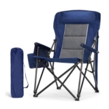 Lets Camp Oversized High-Back Folding Chair, 250kg, Cup Holder, Blue