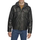Levis Mens Vintage Deer Faux Leather Sherpa Lined Trucker Hooded Jacket – size XL