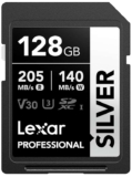 Lexar 128GB SD Card SILVER, Up to 205MB/s Read, 140MB/s Write,