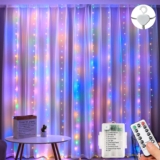 Lezonic Battery Curtain Lights,3mx3m 300LED Curtain Fairy Lights Indoor