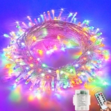 Lezonic Fairy Lights Battery, 120LED 12M/39Ft String Lights Waterproof, Garden Lights with 8 Modes for Bedroom, Wedding, Party, Christmas Decorations(Multi-Colored)