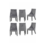 Life Interiors Set of 6 Windsor Knocker Back Velvet Dining Chairs