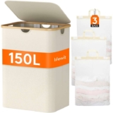 Lifewit 150L Laundry Basket with Lid 3 Compartments, with checkout discount – Sold by Lifewit Home UK / FBA