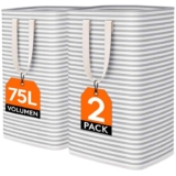 Lifewit 75L Collapsible Washing Laundry Basket – Light Grey, 2 Pack – Sold by Lifewit Home UK FBA