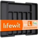 Lifewit Expandable Cutlery Drawer Organiser, 6-8 Compartments Utensil Tray