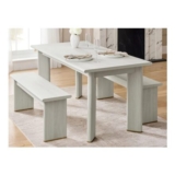 Light Evie Oak Effect 4 Seater Dining Table and Bench Set