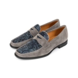 Light Grey & Paisley Mens Suede Loafer