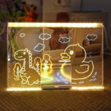 Light Up Acrylic LED Drawing,QIANSSE Board for Children Doodle Glow Board with 10 Markers 30x20cm Glowing Dry Erase Board Stand for Kids