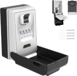 Light Up Key Lock Box, LED Waterproof Metal 4 Digits Combination Lockbox, Outside Wall Mount Resettable Key Hider, Upgraded Large Security Password Boxes for Car House Office Apartment Keys