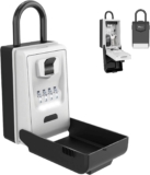 Light Up Key Lock Box, Portable LED Waterproof Metal 4 Digits Combination Lockbox, Outside Resettable Key Hider, Upgraded Large Security Password Boxes for Car House Office Apartment Keys