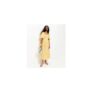Light Yellow Puff Sleeve Striped Midi Dress