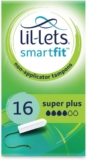 Lil-Lets Non-Applicator Super Plus Tampons, 16 Count (Pack of 1), For Heavy Flow, 4 Droplets, Plant-Based, SmartFit Non-App Tampon