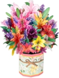 Lily Pop Up Paper Flower Bouquet Greeting Cards with Blank Note & Envelope, gift for celebrating Love, Birthday, Anniversary, Special Moments, Valentines Day