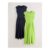 Lime Green/Navy Blue Cap Sleeve Shirred Body Jersey Midi Dresses 2 Pack