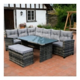 Linea 6-Piece Rattan Garden Dining Set – Grey