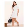 Lipsy White Fit & Flared Denim Mini Dress