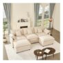 Litbird 274 Cm U-Shaped Linen Sofa Bed, Beige