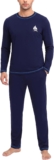 Litherday Mens Pyjamas Set Cotton Long Sleeve Pjs Sets Crew Neck Nightwear