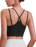 Litherday Womens Sports Bra Wireless Support Bra Adjustable Criss-Cross Strappy Back Removable Padded Yoga Gym Running Crop Top S-XXL